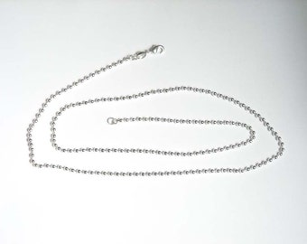 Cadena de bolas chapada en plata de 20 pulgadas y 2 mm
