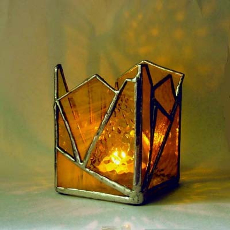 Yellow Stained Glass Candle Holder Etsy