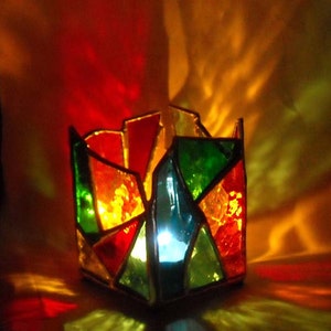 Multi-Colored Stained Glass Candle Holder image 4