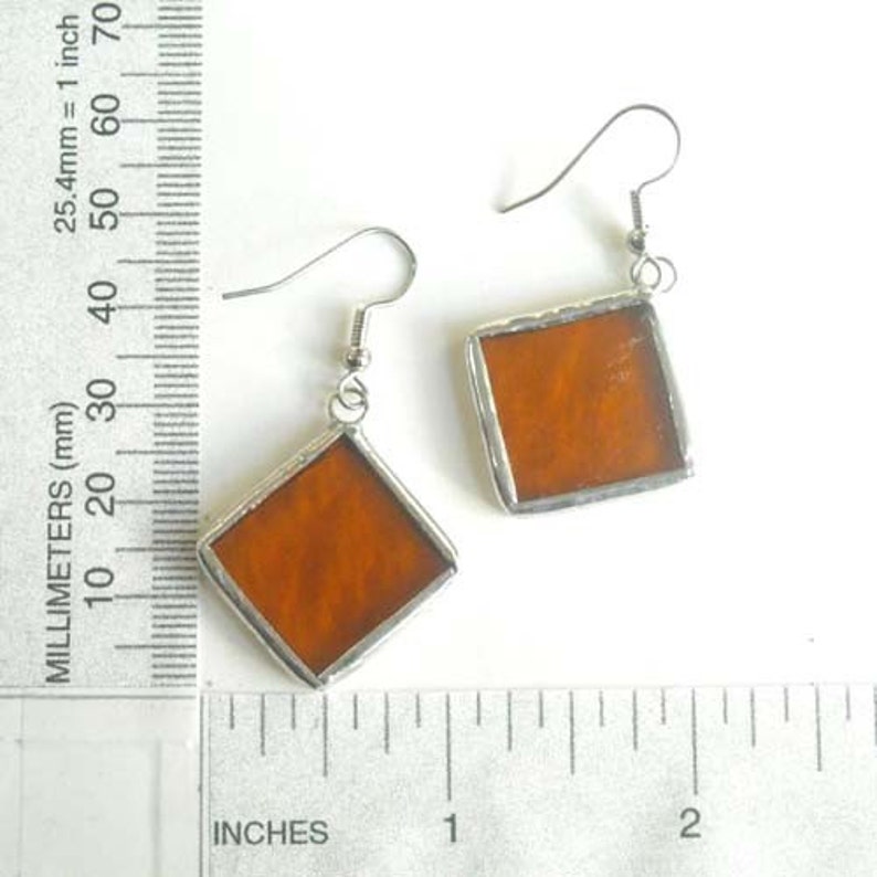 Amber Stained Glass Earrings image 2