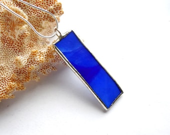 Blue Stained Glass Necklace