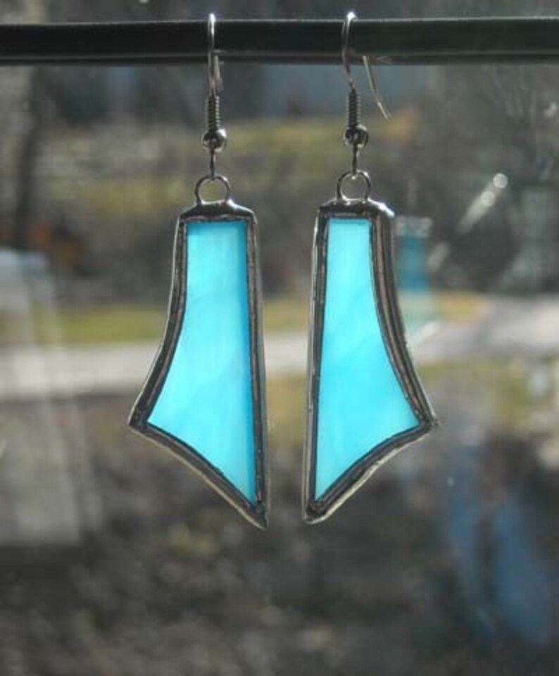 Turquoise Stained Glass Earrings Etsy