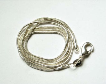 21 1/2 Inch 1mm Silver Plated Snake Chain