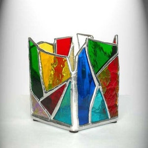Multi-Colored Stained Glass Candle Holder image 1