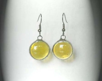 Yellow Glass Jewel Earrings