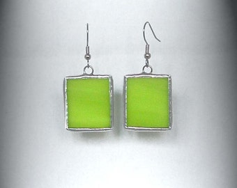 Lime Green Stained Glass Earrings