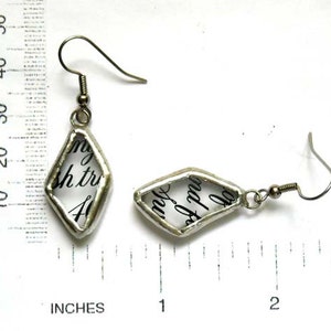 Upcycled Glass Earrings With Script Writing 14 image 2