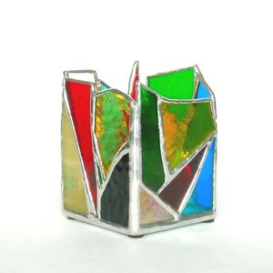 Multi-Colored Stained Glass Candle Holder image 3