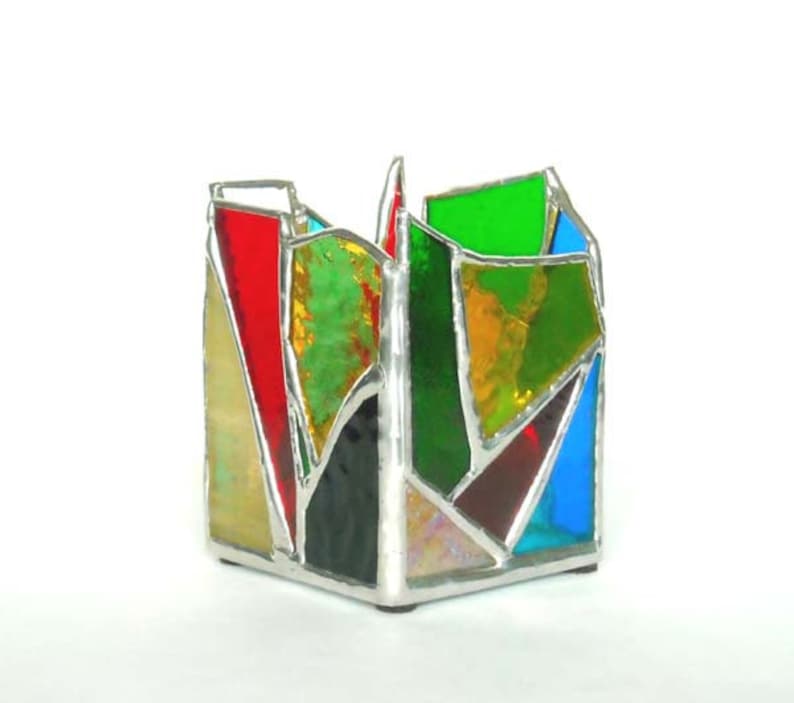 Multi-Colored Stained Glass Candle Holder image 3