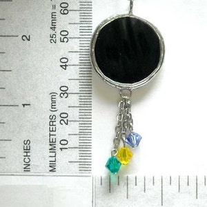 Black Stained Glass Pendant With Swarovski Crystals image 2