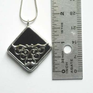 Black Stained Glass Pendant With Filigree image 2