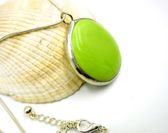 Lime Green Glass Jewel Pendant