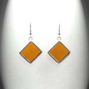 Amber Stained Glass Earrings image 4