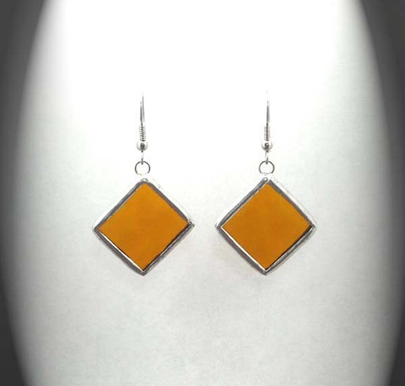 Amber Stained Glass Earrings image 4