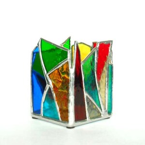 Multi-Colored Stained Glass Candle Holder image 2