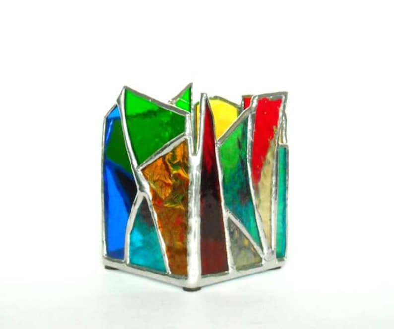 Multi-Colored Stained Glass Candle Holder image 2