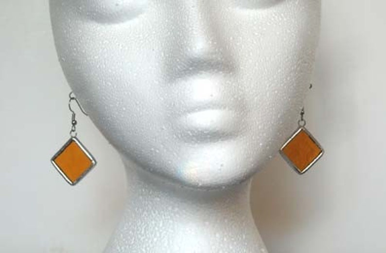 Amber Stained Glass Earrings image 3