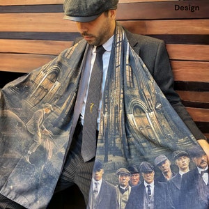 Men scarf , peaky blinders dubble print special scarf image 1