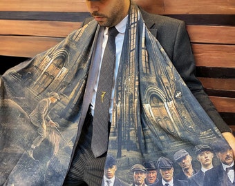 Bufanda de hombre, bufanda especial con estampado dubble de Peaky Blinders