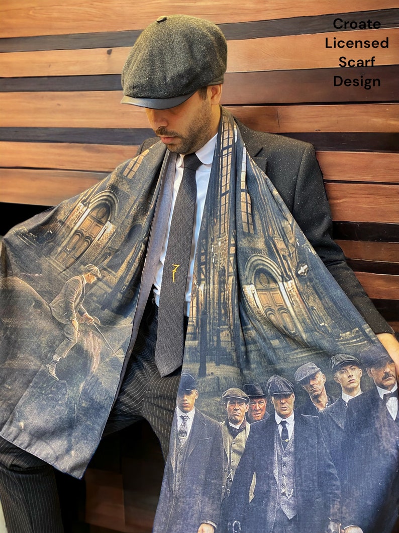 Men scarf , peaky blinders dubble print special scarf image 1