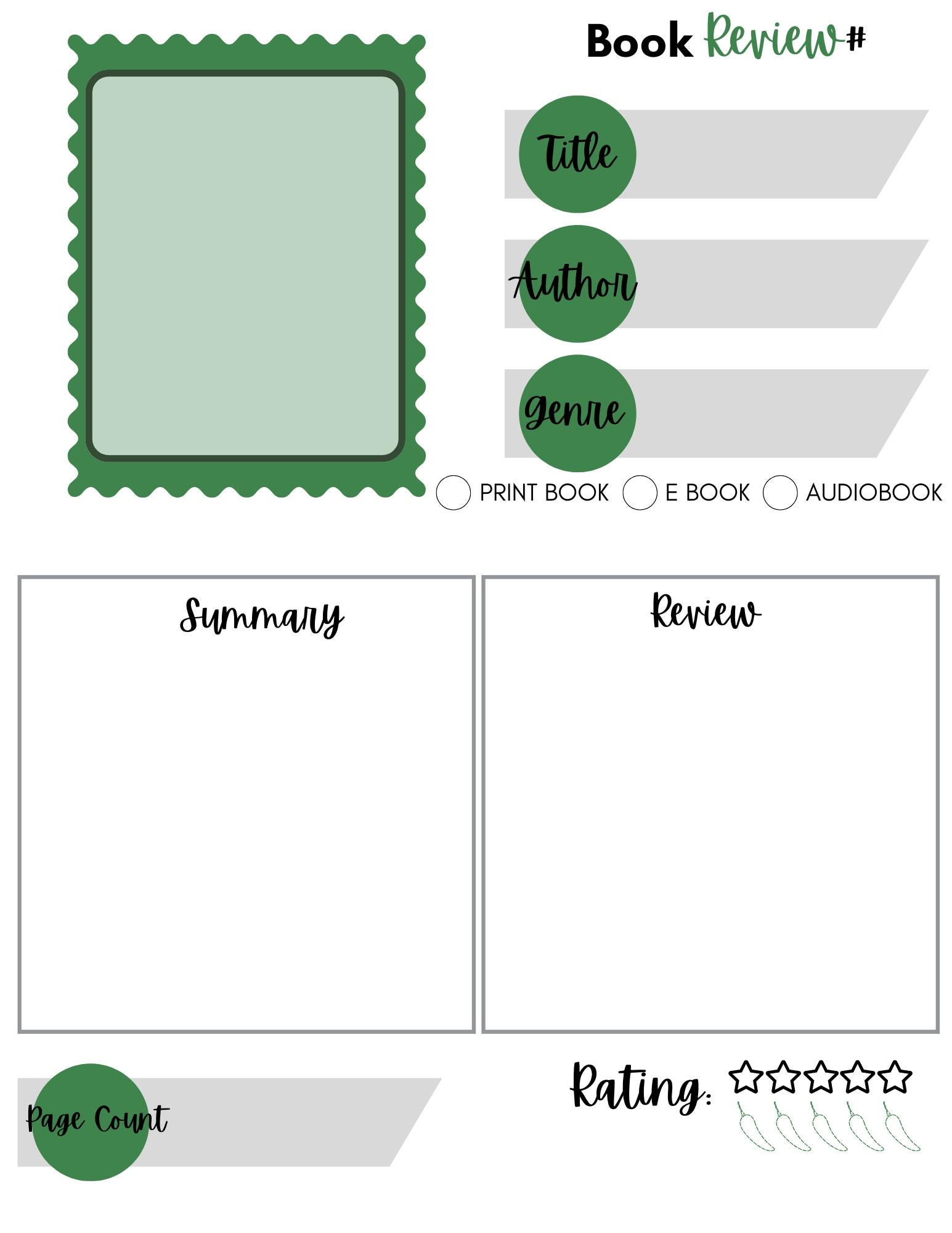 Book Journal Template Pack-green Style - Etsy