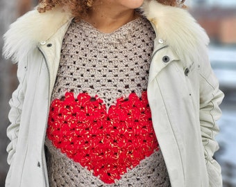 Crochet Heart Sweater