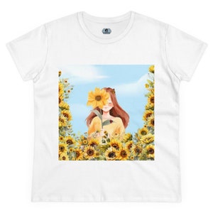 Camiseta de algodón de peso medio para mujer