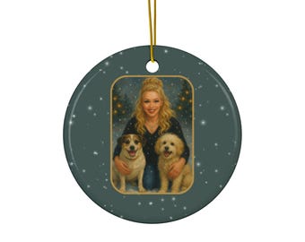 Custom Pet Portrait Ornament ceramic, Double-Sided Photo Ornament | Personalized Dog Keepsake