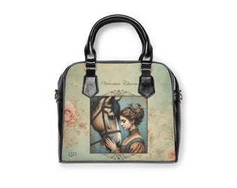Shoulder Handbag Victorian Charm Personalized Handbag Elegant Horse and Lady Design Custom Initials by The Farmhouse Ruby