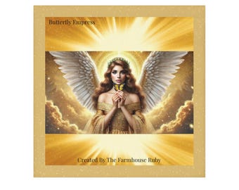 Whimsical 'The Butterfly Empress' Face Towel - Embrace Transformation Angel Art Towel - Golden Curls Celestial Design -  Home Decor