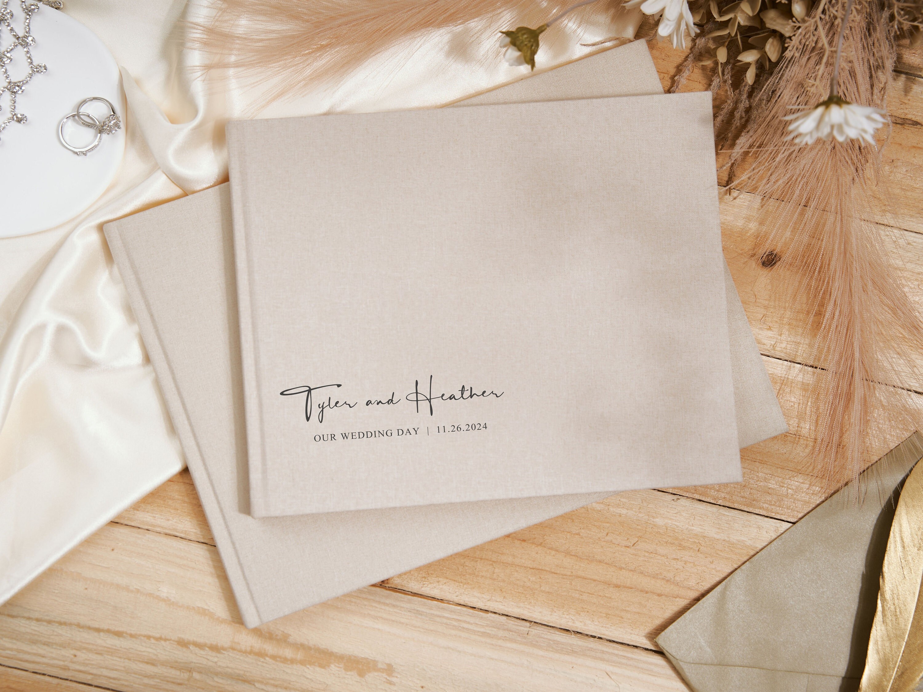 Personalized Guest Book for Wedding, Linen Wedding Guest Book, Wedding Reception Guestbook or