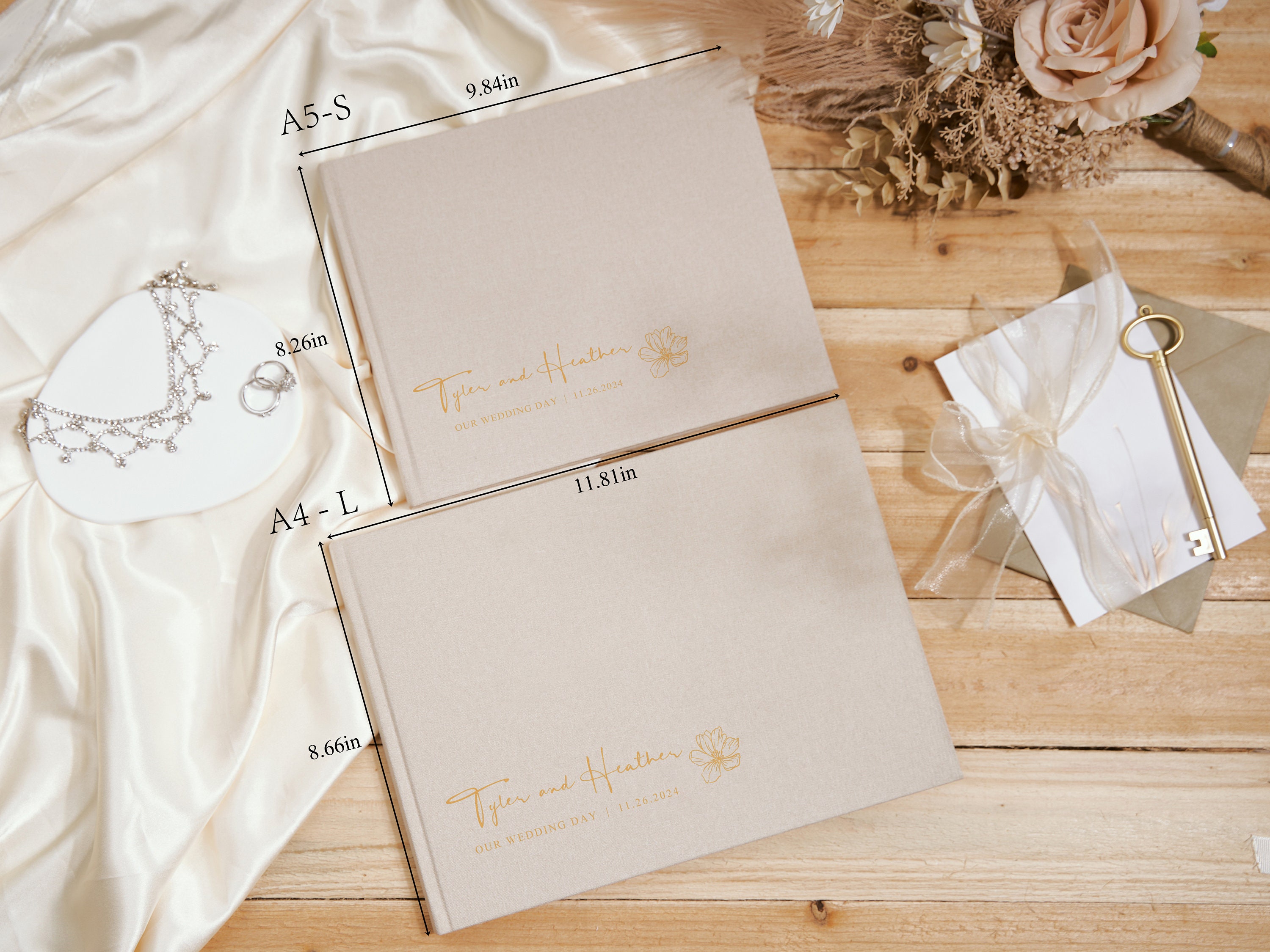 Personalized Guest Book for Wedding, Linen Wedding Guest Book, Wedding Reception Guestbook or