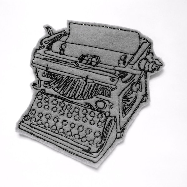 Gray Typewriter patch - iron on patch - embroidered patch - patch - patches - jeans patch - vintage typewriter - typewriter applique