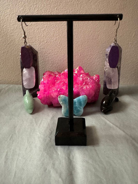 Sterling Silver Amethyst stone dangle earring - image 3