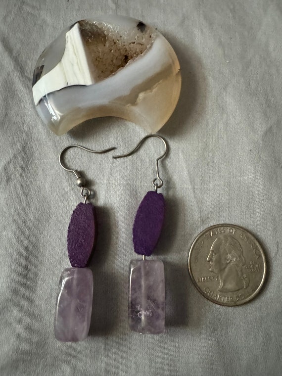 Sterling Silver Amethyst stone dangle earring - image 2