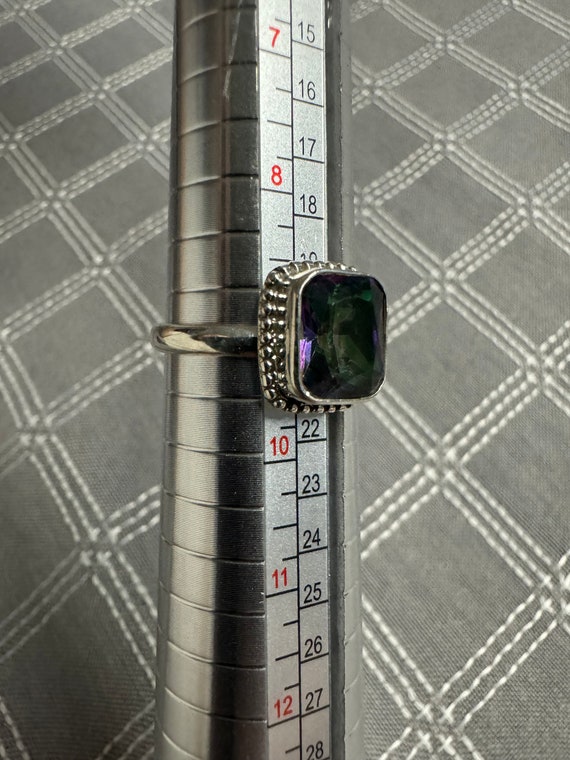 Size 9 Sterling Silver Large Rectangle Mystic ring - image 3