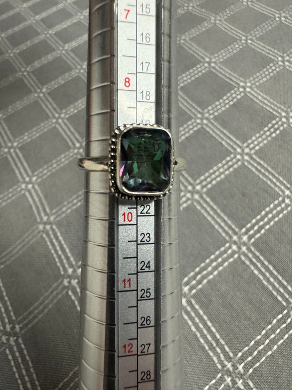 Size 9 Sterling Silver Large Rectangle Mystic ring - image 2