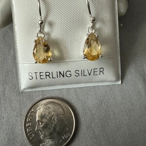 Brincos pendentes de citrino em forma de lágrima em prata esterlina