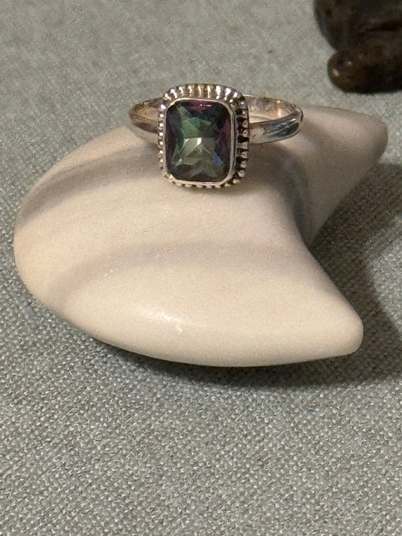 Size 9 Sterling Silver Large Rectangle Mystic ring - image 1