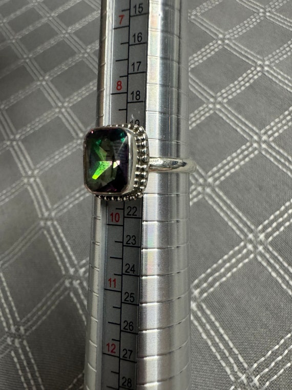 Size 9 Sterling Silver Large Rectangle Mystic ring - image 4