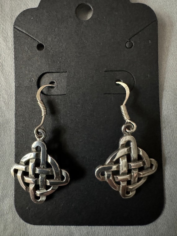 Sterling Silver Celtic Weave dangle earrings - image 1