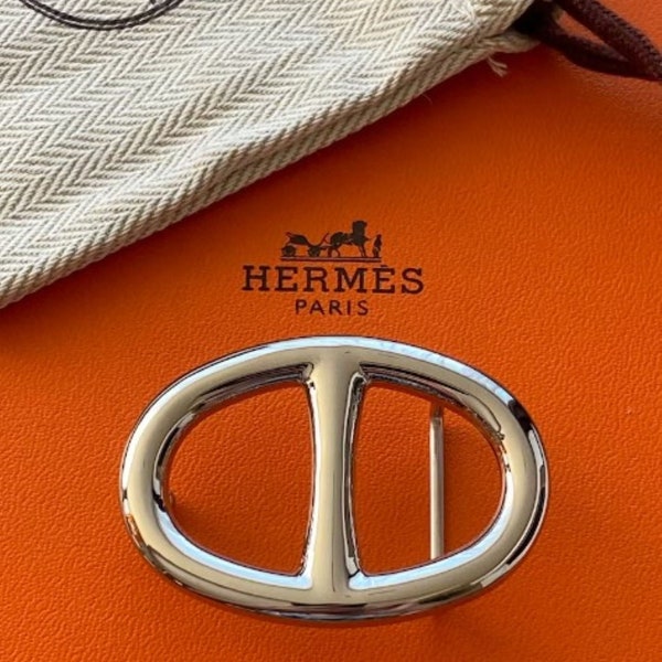 Vintage Hermes 24mm Silver Polished Chaine Dancre H Belt Buckle Boucle Schnalle Fibbia Hebilla Cinturon Cintura Gürtel Cinta Ceinture