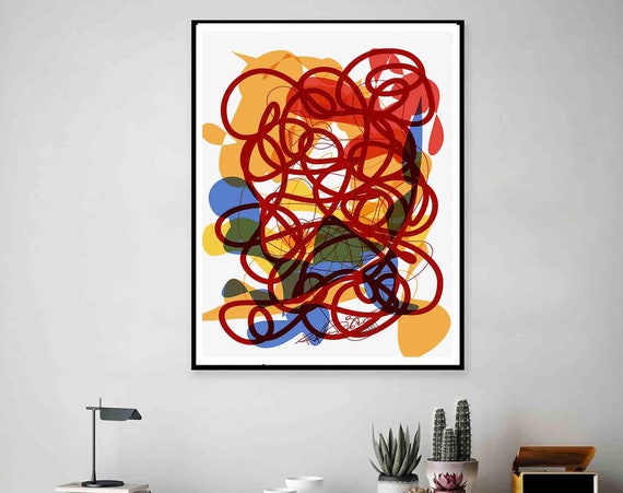 Printable Abstract Art, Colorful Lines Digital Painting, Instant Download, Wall Art, Contemporary Art, Home Decor, Modern Art RegiaArt