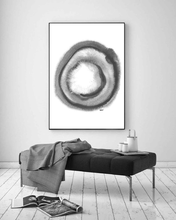 Printable Wall Art, Gothic Glam Decor, Minimalist Watercolor Painting, Digital Download, Black and White Art, Large Scandinavian Poster