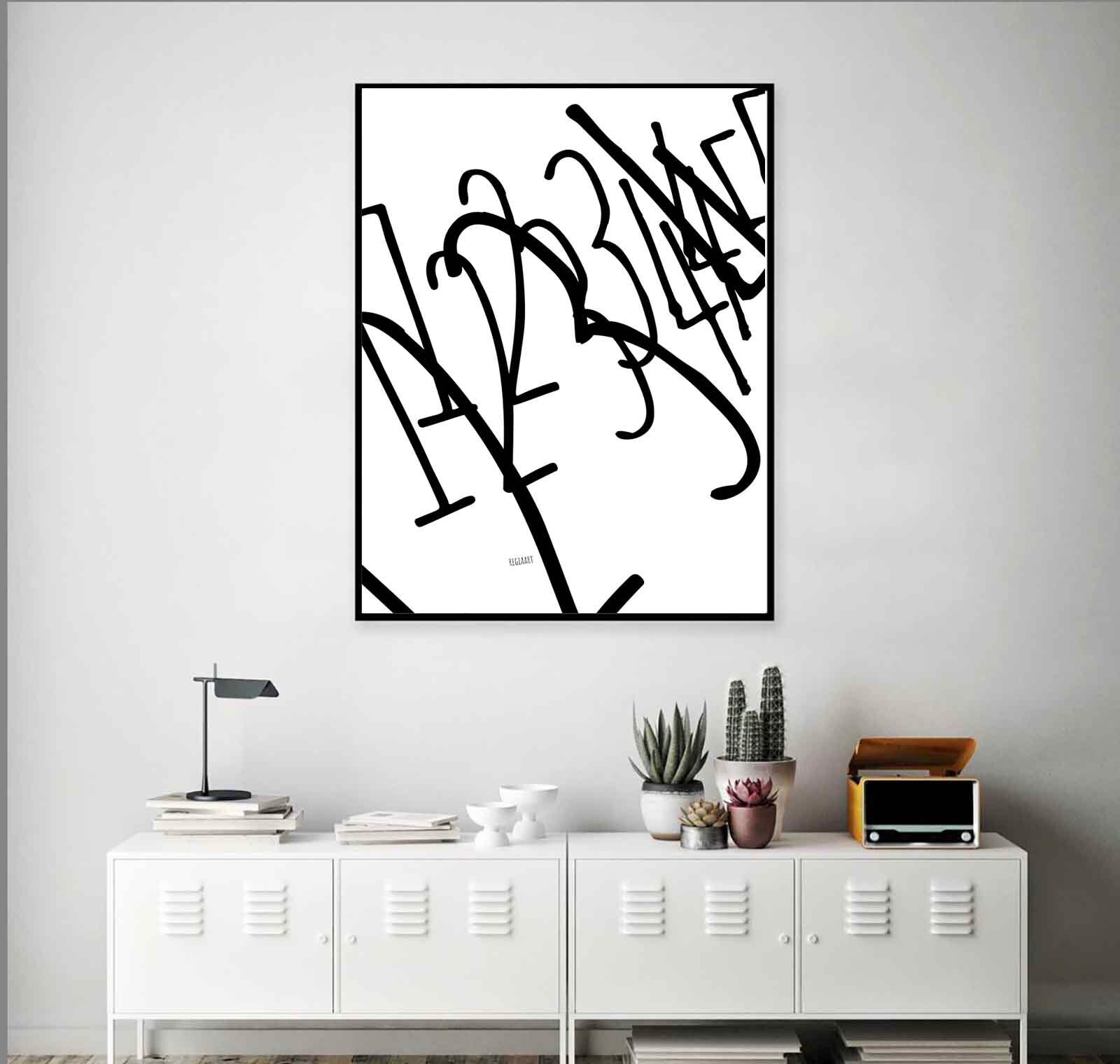 Printable Abstract Art, Wall Art, Numbers Design Art, Instant Download