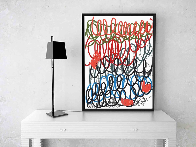 Printable Abstract Wall Art Bla Bla Bla Drawing Colorful | Etsy