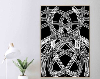 Printable Art, Elegant Black Digital Drawing, Modernist Abstract Art Print, Instant Download Print, Wall Art, Home Office Decor RegiaArt