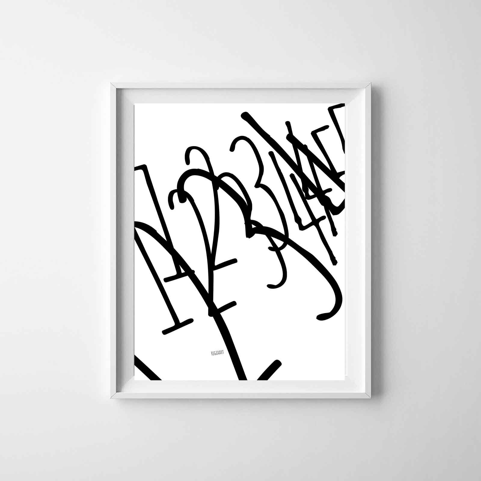 Printable Abstract Art, Wall Art, Numbers Design Art, Instant Download