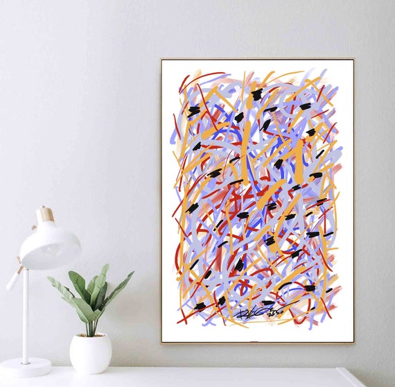 Colorful Digital Drawing Printable Art Abstract Print Instant Download 24x30 Line Wall Art Home Decor RegiaArt Expressionism Art