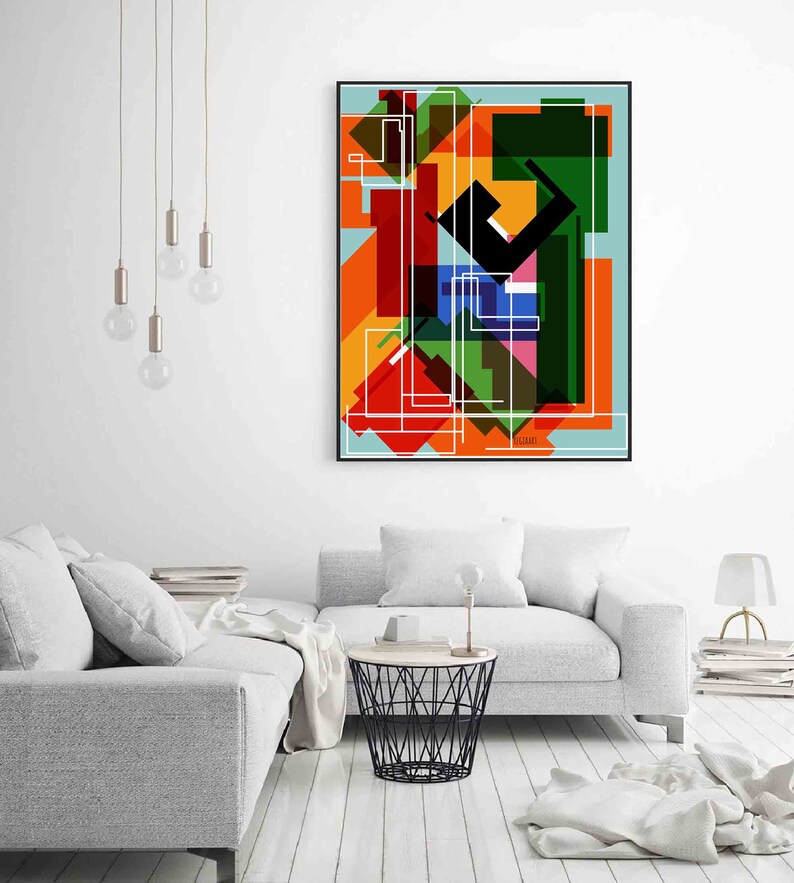 Printable Wall Art Bright Colors Geometric Art Instant Etsy